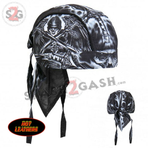 Hot Leathers Death Wings Premium Headwrap "Reaper" Biker Du-Rag Doo Rag Skull Cap