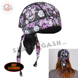 Hot Leathers Sugar Skull Headwrap Roses & Flower Premium Du-Rag Doo Rag Cap