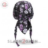 Hot Leathers Sugar Skull Headwrap Roses & Flower Premium Du-Rag Doo Rag Cap