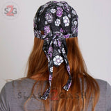Hot Leathers Sugar Skull Headwrap Roses & Flower Premium Du-Rag Doo Rag Cap
