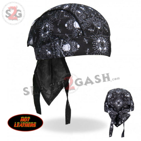 Hot Leathers Skull Paisley Premium Headwrap Biker Crossbones Du-Rag Doo Rag Cap