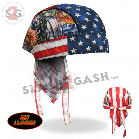 Hot Leathers Uncle Sam Racer Headwrap American Flag Premium Biker Durag Doo Rag Cap