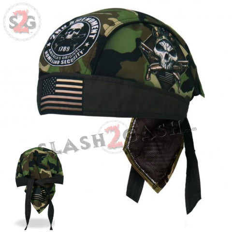 Hot Leathers 2nd Amendment Camo Skull Headwrap Premium Biker Du-Rag Head Wrap HWH1094