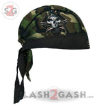 Hot Leathers 2nd Amendment Camo Skull Headwrap Premium Biker Du-Rag Head Wrap HWH1094