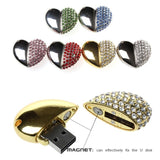 Crystal Heart USB Flash Drive 2.0 Magnetic Necklace 16 GB - 6 Colors