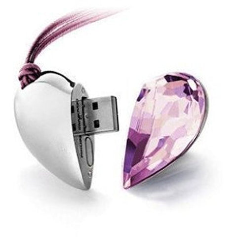 Crystal Necklace Heart USB Flash Drive 2.0 PINK Pendant Charm 16gb