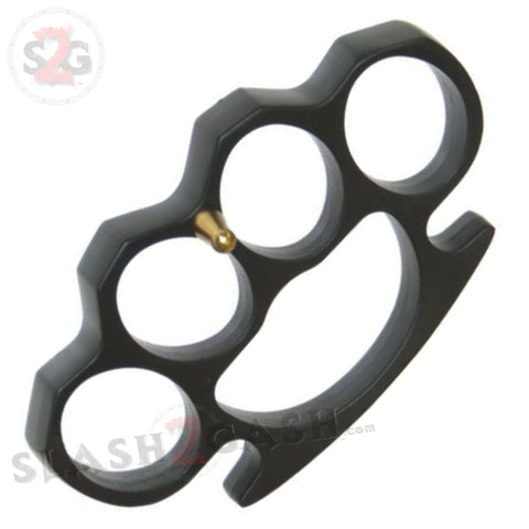 Classic Heavy Duty Belt Buckle & Paperweight - Black Brass Knuckles Solid Aluminum