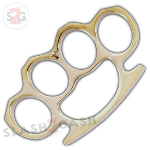 Classic Heavy Duty Belt Buckle & Paperweight - Gold Brass Knuckles Solid Aluminum