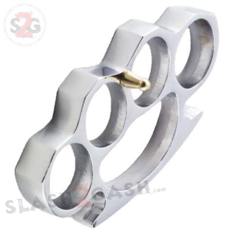 Heavy Duty Belt Buckle & Paperweight - Silver Brass Knuckles Solid Aluminum