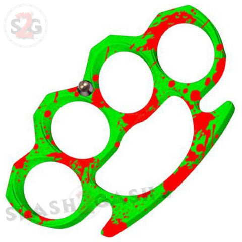 Classic Heavy Duty Belt Buckle & Paperweight - Splattered Zombie Green Brass Knuckles