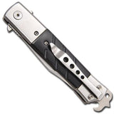 Hidden Release Dual Action Automatic Knife Black Pakkawood Tanto Serrated - Saw Tooth