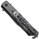 Hidden Release Dual Action Automatic Knife Marble Black Pearl Tanto Serrated - Vengence