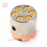 Six Shooter Rotating Revolver Smoking Bullet Metal Pipe With Grinder