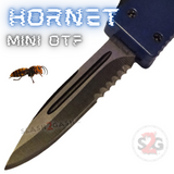 Mini OTF Dark Blue California Legal Out The Front Knife Small Automatic Switchblade Key Chain Knives - Hornet