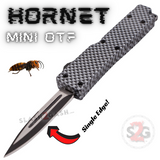Carbon Fiber Switchblade Dagger Mini Out The Front Knife with Clip Small Automatic Knives Cali-Legal - Hornet Keychain