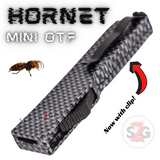 Mini Out The Front Knife with Clip Small Automatic Switchblade Key Chain Knives - Carbon Fiber Hornet