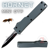 California Legal Mini Out The Front Knife Small Automatic Switchblade Key Chain Knives - Grey Hornet Gray