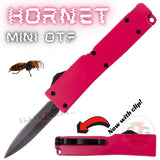 Keychain Mini OTF Knife Hot Pink Switchblade Dagger w/ Clip - Hornet small