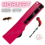 Keychain Mini OTF Knife Hot Pink Switchblade Dagger w/ Clip - Hornet small