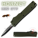 California Legal Mini Out The Front Knife Small Automatic Switchblade Key Chain Knives - OD Green Hornet