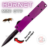 Keychain Mini OTF Knife Switchblade Dagger w/ Clip - Purple Hornet