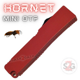 Red Mini OTF California Legal Out The Front Knife Small Automatic Switchblade Key Chain Knives - Hornet Recurve