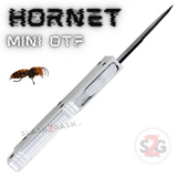 California Legal Mini Out The Front Knife Small Automatic Switchblade Key Chain Knives - Silver Hornet