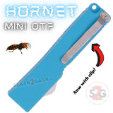 Keychain Mini OTF Knife Switchblade Dagger w/ Clip - Teal Hornet