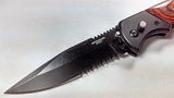 Intimidator Rosewood Tactical Grip Automatic Knife Serrated w/ Saftey Lock