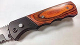 Intimidator Rosewood Tactical Grip Automatic Knife Serrated w/ Saftey Lock