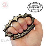 Irish Muscle Dalton Global Brass Knuckles Spiked Paperweight - Black Robbie Dalton Knucks Heavy Duty Steel Buckle