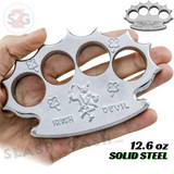 Dalton Global Brass Knuckles Irish Beater Devil Paperweight - Silver/Chrome Robbie Dalton Knucks Heavy Duty Steel Buckle
