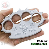 Robbie Dalton Brass Knuckles Irish Steel Spiked Paperweight - Silver Chrome Dalton Global Knucks Heavy Duty Buckle Duster