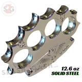 Dalton Global Brass Knuckles Irish Beater Devil Paperweight - Silver/Chrome Robbie Dalton Knucks Heavy Duty Steel Buckle