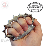 Robbie Dalton Brass Knuckles Irish Steel Spiked Paperweight - Silver Chrome Dalton Global Knucks Heavy Duty Buckle Duster