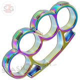 Iron Fist Knuckleduster Heavy Duty Buckle Paperweight - Titanium Rainbow Knuckles