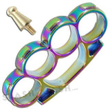 Iron Fist Knuckleduster Heavy Duty Buckle Paperweight - Titanium Rainbow Knuckles