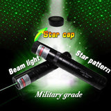 Green Laser Pointer Pen JD-851 High Power Military Grade 10 Miles + Star Cap + Battery + Charger 532nm