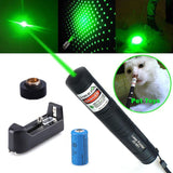 Green Laser Pointer Pen JD-851 High Power Military Grade 10 Miles + Star Cap + Battery + Charger 532nm