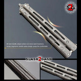 Stonewash Butterfly Knife TRAINER Balisong w/sheath Dull Spring Latch