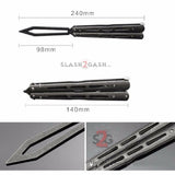 Stonewash Butterfly Knife TRAINER Balisong w/sheath Dull Spring Latch