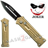 California Legal Mini Joker Knife Automatic Switchblade Knives - Gold