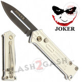 Mini Joker Automatic Knife California Legal Switchblade - Silver