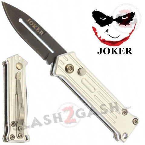 Mini Joker Automatic Knife California Legal Switchblade - Silver