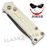California Legal Mini Joker Knife Automatic Switchblade Knives - Silver