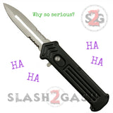 Cupid (Joker) OTF Automatic Knife Single Action Black Serrated TAIWAN S2G slash2gash
