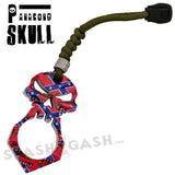 One Finger Punisher Skull Knuckle Paracord Self Defense Keychain - Rebel Flag Confederate