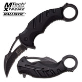 Karambit Claw Spring Assisted Folding Knife Stonewashed Serrated - Black G10 Combat Tactical Knives