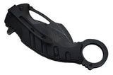 Karambit Claw Spring Assisted Folding Knife Stonewashed Serrated - Black G10 Combat Tactical Knives