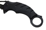 Karambit Claw Spring Assisted Folding Knife Stonewashed Serrated - Black G10 Combat Tactical Knives